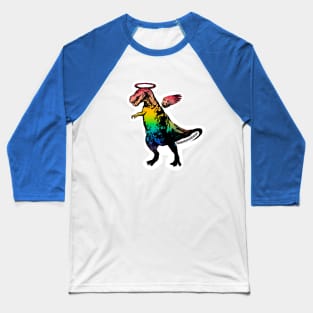 Rainbow Angel T-Rex winged halo dinosaur lgbt gay pride Baseball T-Shirt